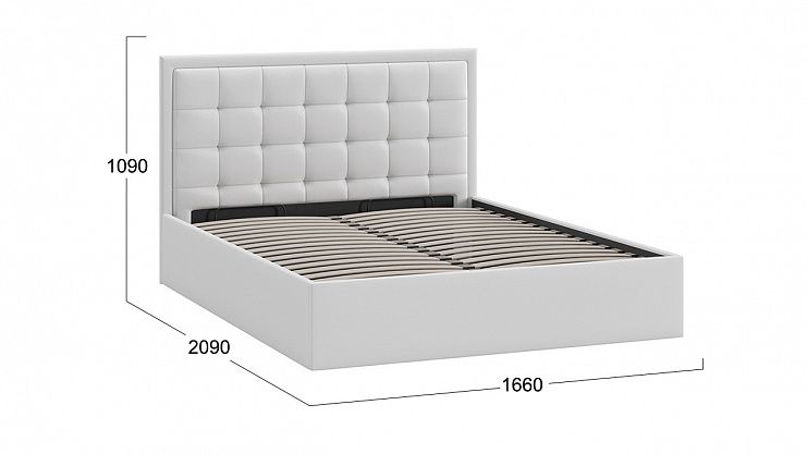 кровать с пм «ника» тип 1 (экокожа белая маrvel) «Курс-Мебель»