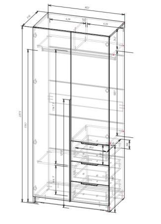 вентуро шкаф шк-001 (2-ств, с ящиками) «Курс-Мебель»