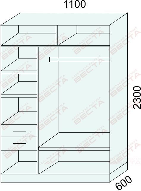 шкаф-купе 1,1м фотопечать+терминал «Курс-Мебель»