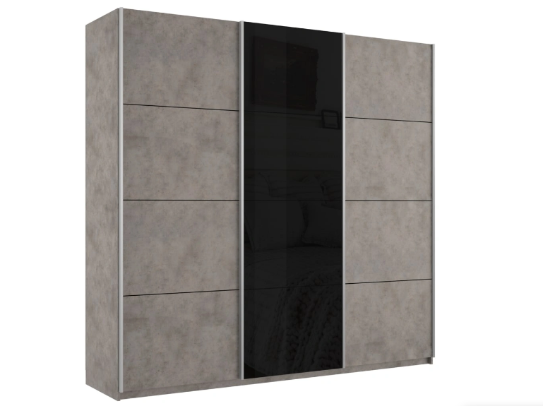 шкаф-купе широкий прайм 3-х дверный (лдсп, стекло черное) «Курс-Мебель»