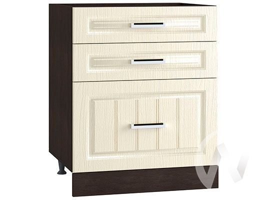 кухня "луксор": шкаф нижний с 3-мя ящиками 600, шн3я 600 (клен крем/корпус венге) «Курс-Мебель»