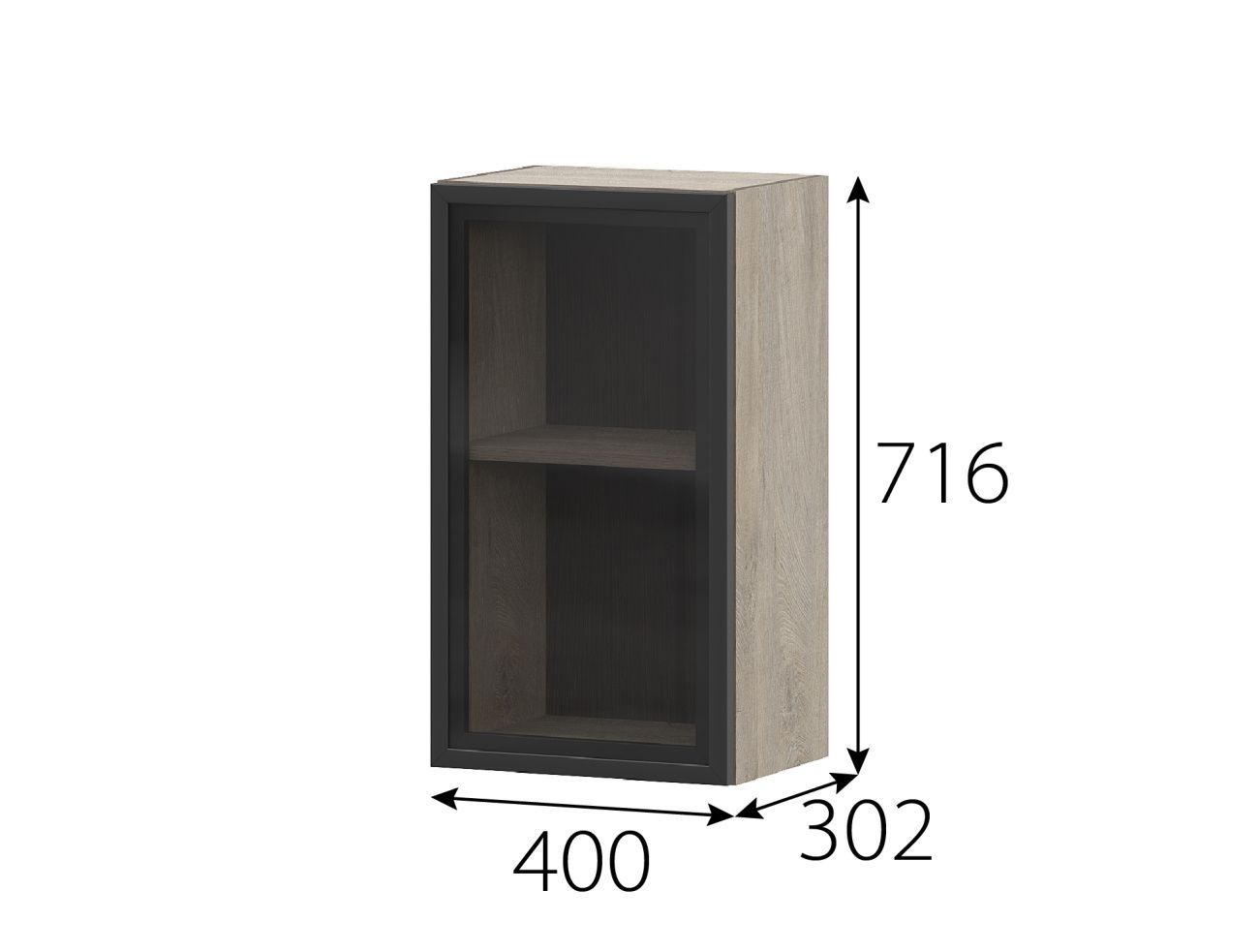 "этна" шкаф навесной 400 (4в1) +фасад рмдф  «Курс-Мебель»
