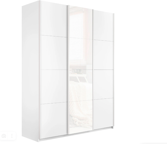 шкаф-купе широкий прайм 3-х дверный (лдсп, стекло белое) «Курс-Мебель»