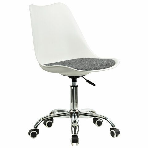 кресло стул brabix "eames mg-310 ch", хром, пластик белый, экокожа белая, 532923 «Курс-Мебель»