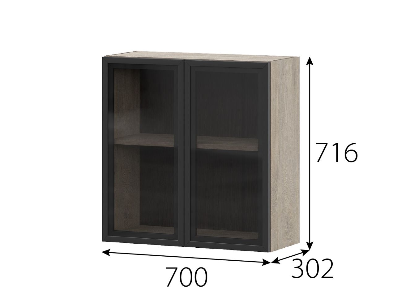 "этна" шкаф навесной 700 (7в2) +фасад рмдф  «Курс-Мебель»