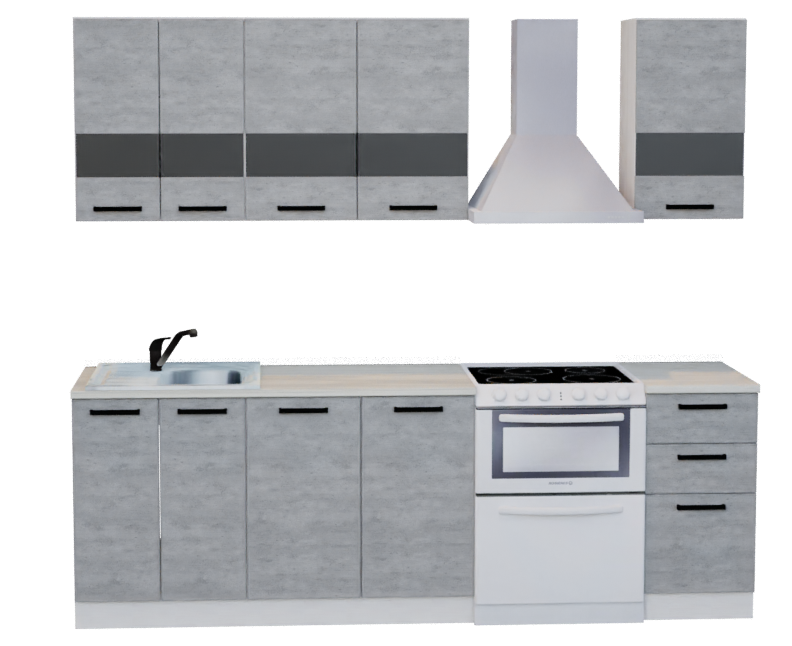 кухня soft grey 1,8м (без столешницы, мойки, сушки) «Курс-Мебель»