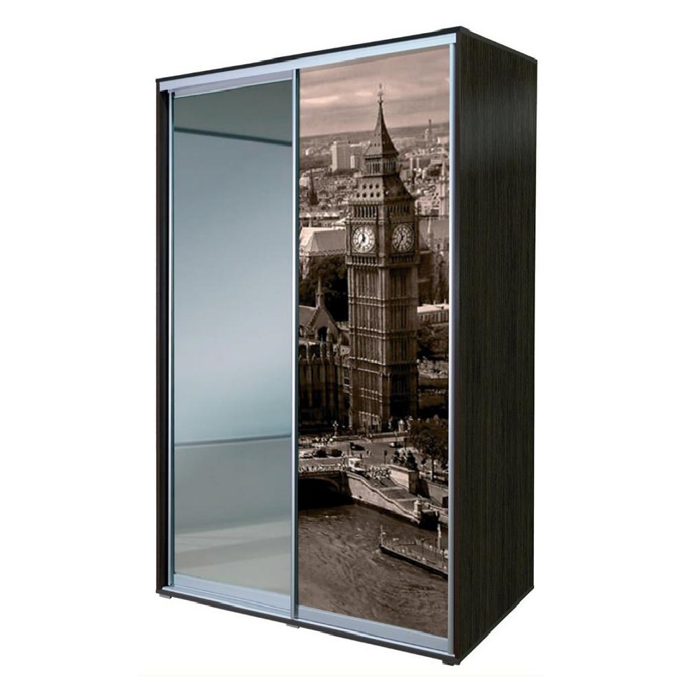 шкаф-купе алеф печать на стекле №8+зеркало 240*120 «Курс-Мебель»