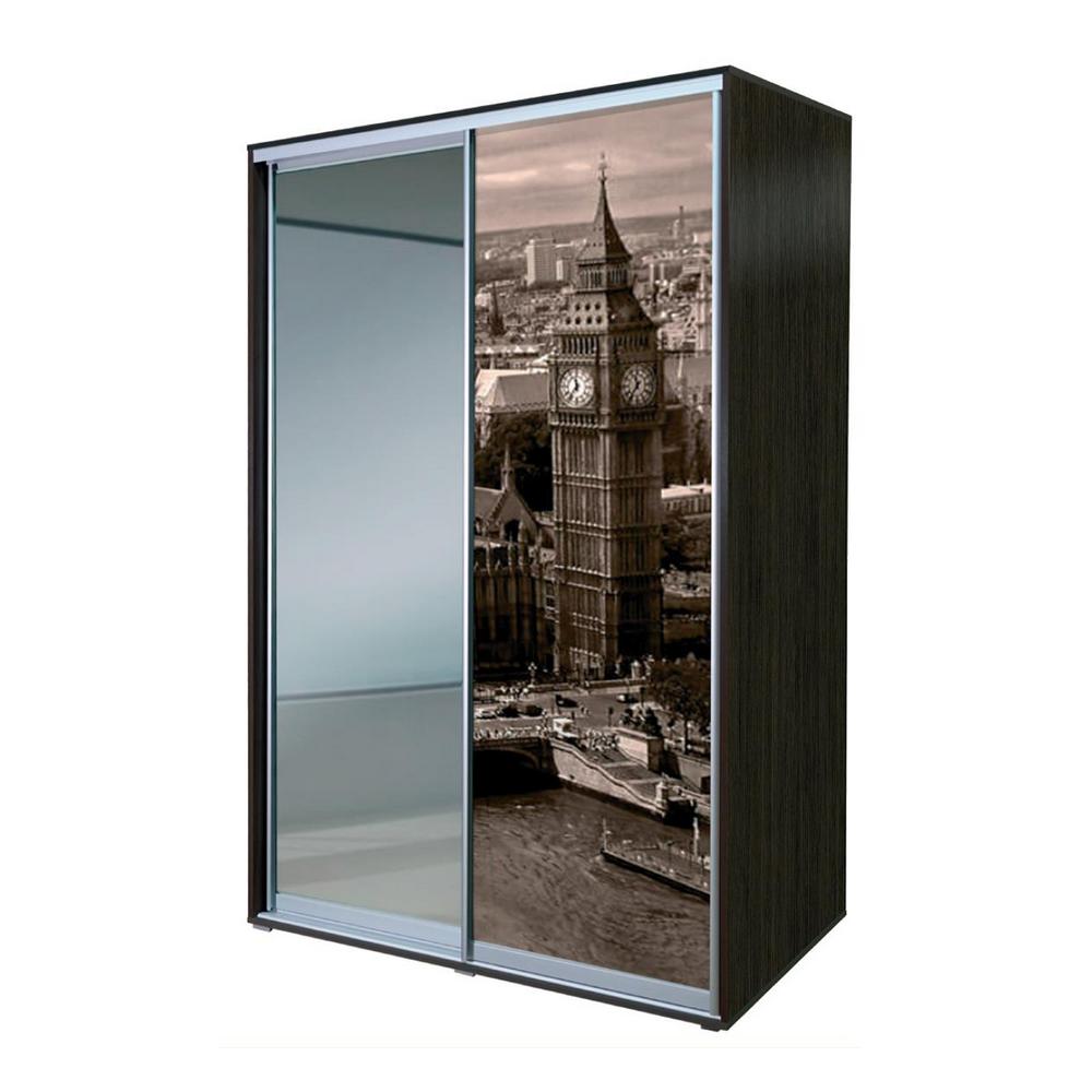 шкаф-купе алеф печать на стекле №8+зеркало 220*160 «Курс-Мебель»