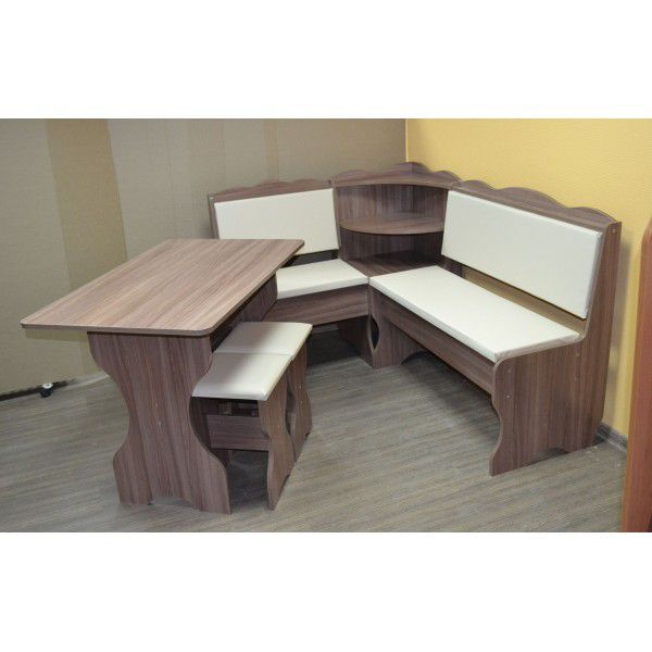 кухонный уголок "миссия" с полкой ясень шимо темный, к/з b.в. нк «Курс-Мебель»