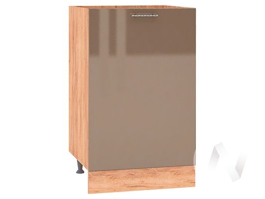 кухня "валерия-м": шкаф нижний под мойку 500, шнм 500 (капучино глянец/корпус венге) «Курс-Мебель»