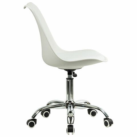 кресло стул brabix "eames mg-310 ch", хром, пластик белый, экокожа белая, 532923 «Курс-Мебель»