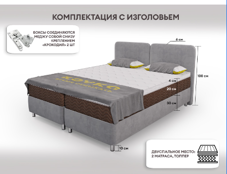 спринг-бокс 180 с изголовьем «Курс-Мебель»