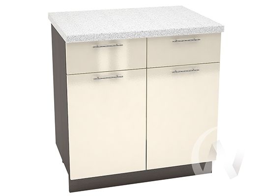 кухня "валерия-м": шкаф нижний с ящиками 800, шн1я 800 (ваниль глянец/корпус белый) «Курс-Мебель»