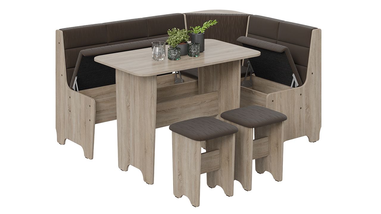 кухонный уголок «техас» исп.2 дуб сонома трюфель/кашемир коричневый «Курс-Мебель»