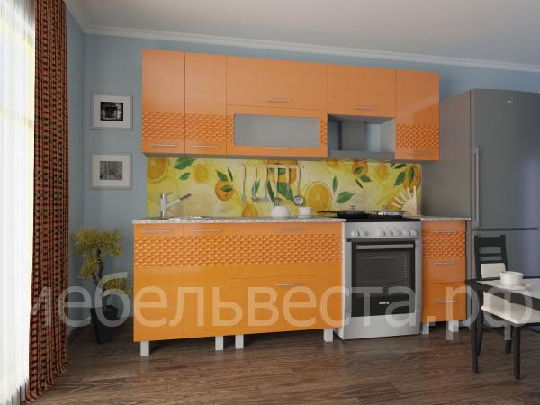 кухня светлана 1,8м оранжевая горизонт «Курс-Мебель»