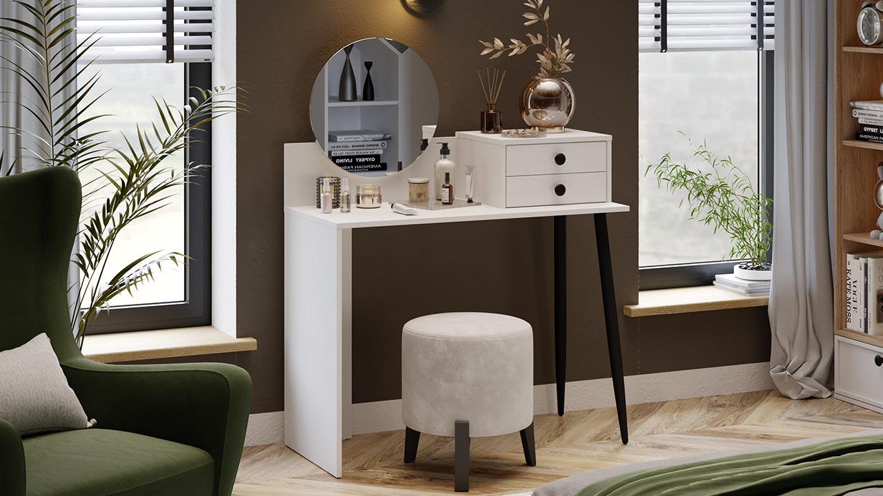 стол туалетный «стилтон» тип 1 белый, черный муар «Курс-Мебель»