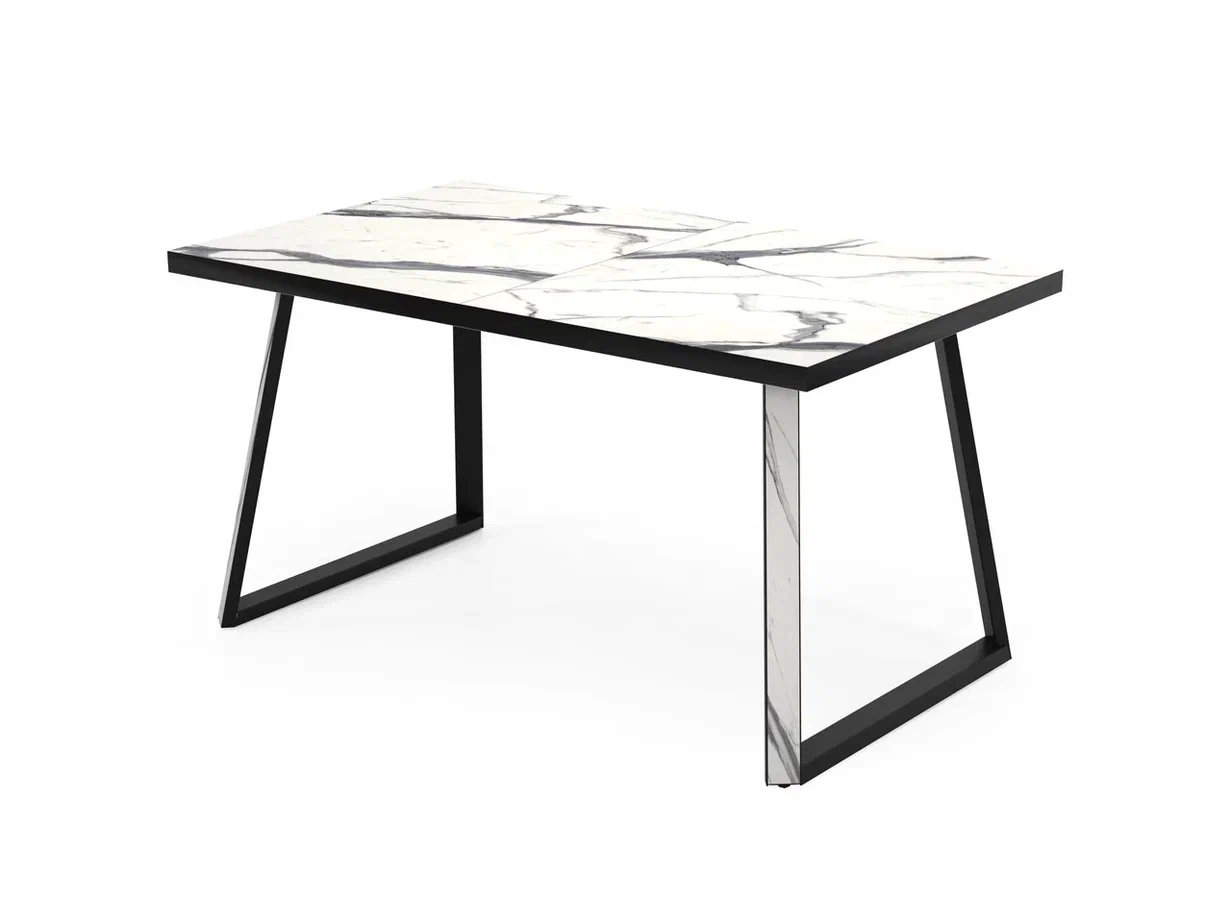 стол прайм craft-м бабочка в2, пластик мрамор белый / черный «Курс-Мебель»