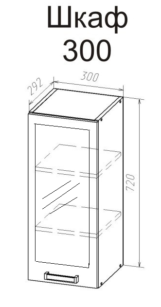 шкаф 300 со стеклом лада мдф «Курс-Мебель»