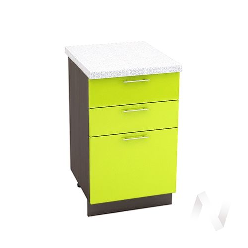 кухня "валерия-м": шкаф нижний с 3-мя ящиками 500, шн3я 500 (белый глянец/корпус белый) «Курс-Мебель»