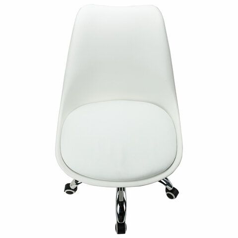 кресло стул brabix "eames mg-310 ch", хром, пластик белый, экокожа белая, 532923 «Курс-Мебель»