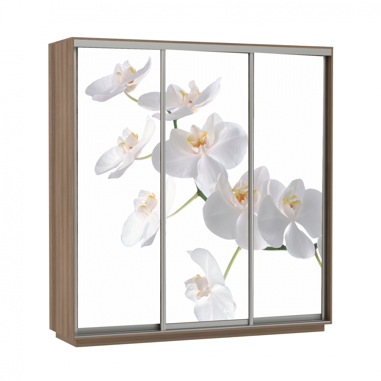шкаф-купе 3-х дверный с фотопечатью 2400 х 2200 орхидея белая «Курс-Мебель»
