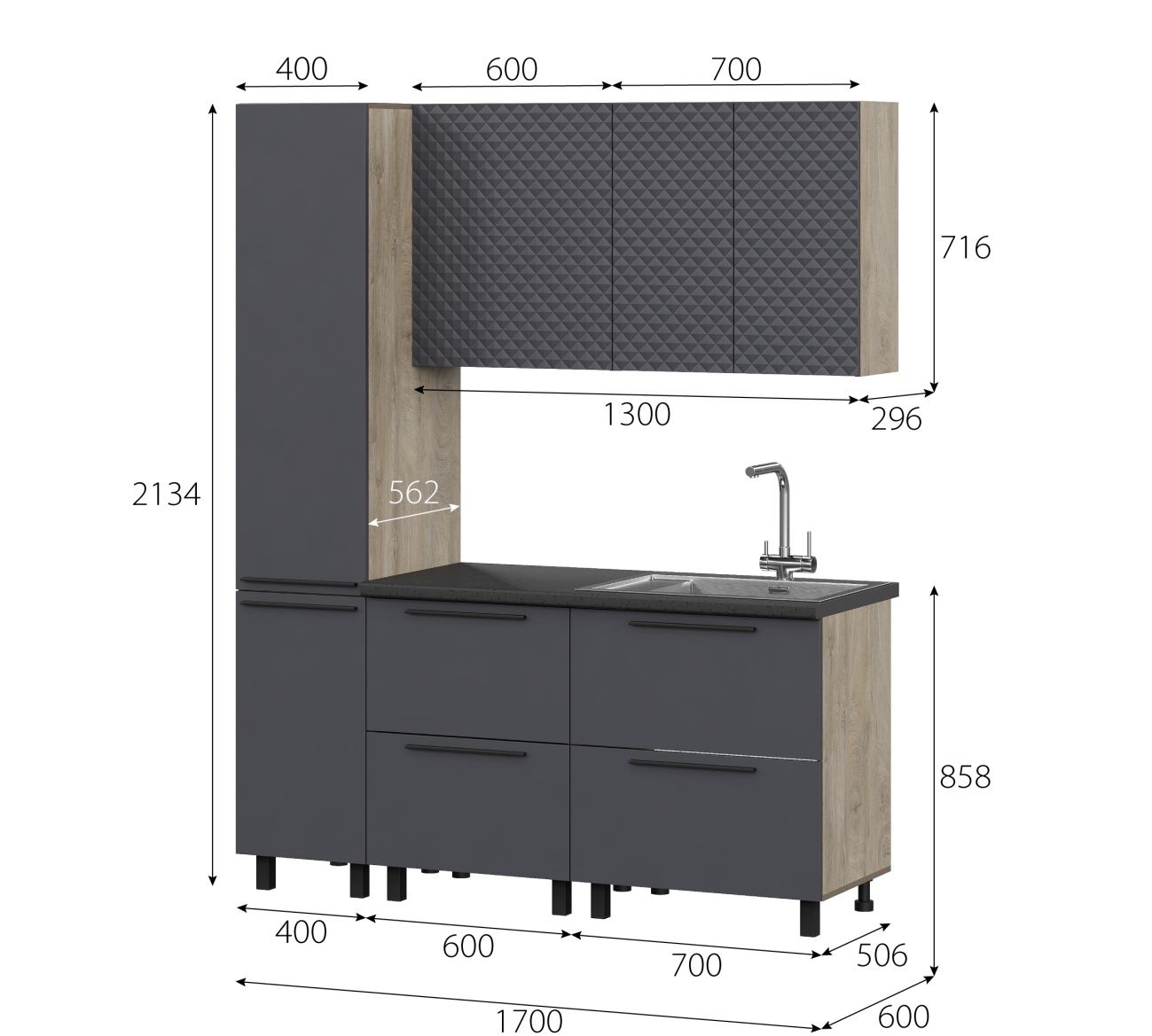 модульная кухня "этна" софт графит «Курс-Мебель»