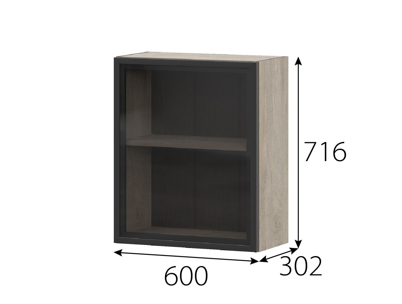 "этна" шкаф навесной 600 (6в1)+фасад рмдф «Курс-Мебель»