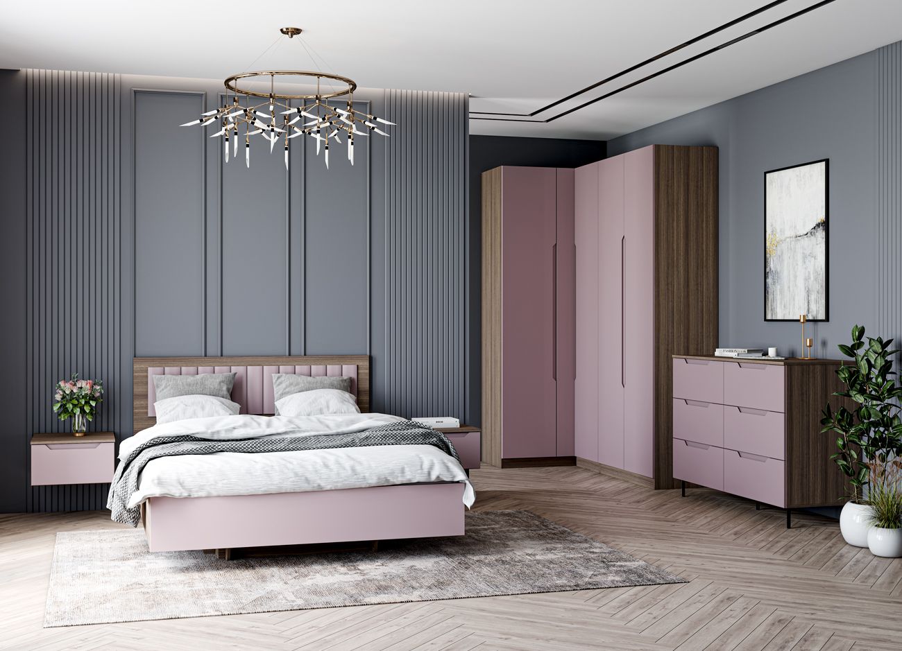 модульная спальня «роза» вариант 2 «Курс-Мебель»