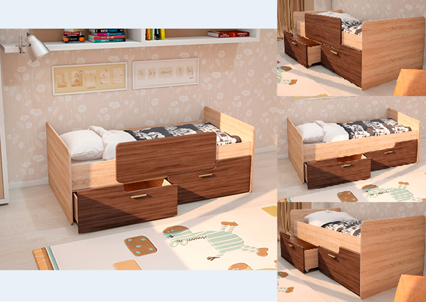 кровать умка с 2 ящиками лдсп «Курс-Мебель»