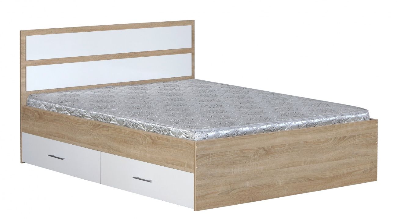 кровать 1400-2 (прямые спинки) с ящиками, без матраса «Курс-Мебель»