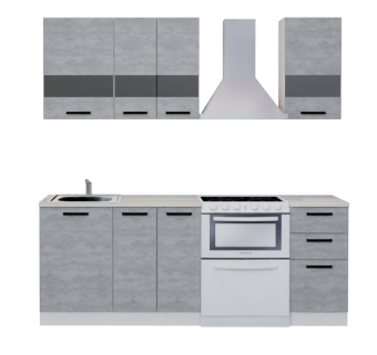 кухня soft grey 1,5м (без столешницы, мойки, сушки) «Курс-Мебель»
