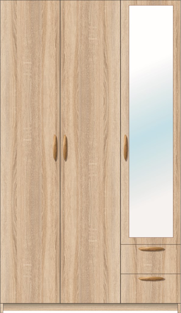 шкаф 3-х дверный стандарт 24 с зеркалом «Курс-Мебель»