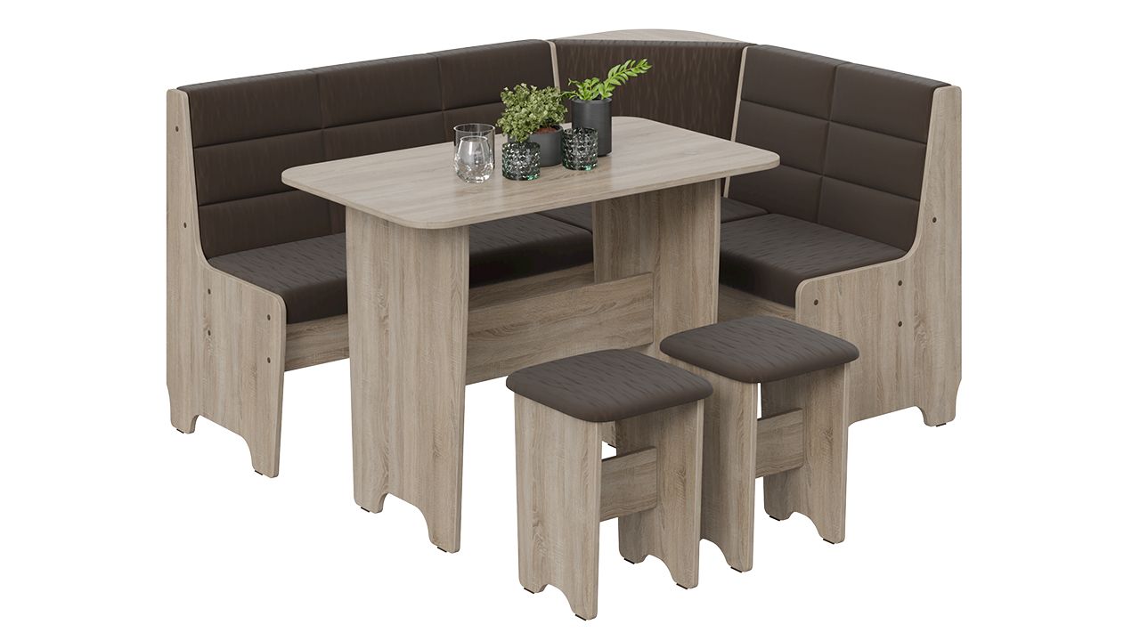 кухонный уголок «техас» исп.2 дуб сонома трюфель/кашемир коричневый «Курс-Мебель»