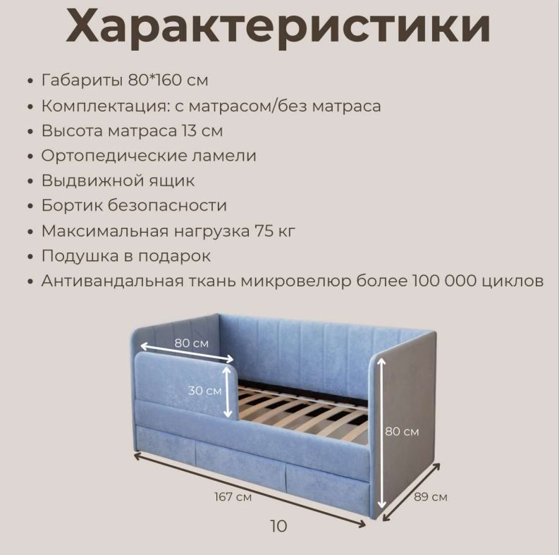 детский диван-кровать 160*80 см happy line без матраца «Курс-Мебель»