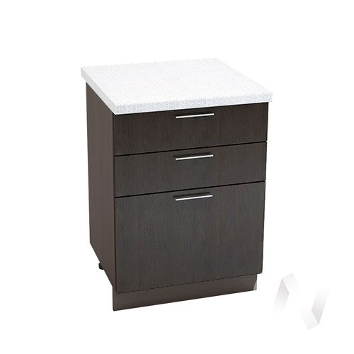кухня "валерия-м": шкаф нижний с 3-мя ящиками 600, шн3я 600 (белый глянец/корпус венге) «Курс-Мебель»