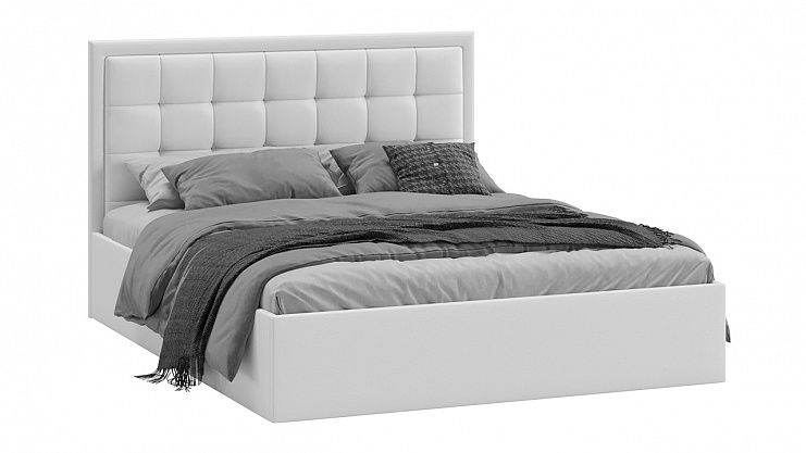 кровать с пм «ника» тип 1 (экокожа белая маrvel) «Курс-Мебель»
