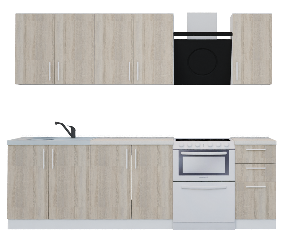 кухня plain sonoma 2.0м (без столешницы, мойки, сушки) «Курс-Мебель»