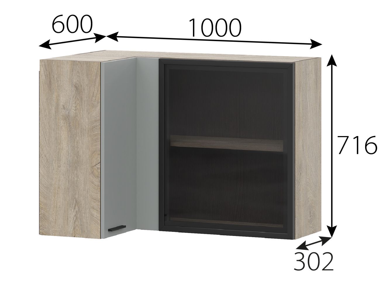 "этна" шкаф навесной барный 1000 (10ув2)+фасад рмдф «Курс-Мебель»