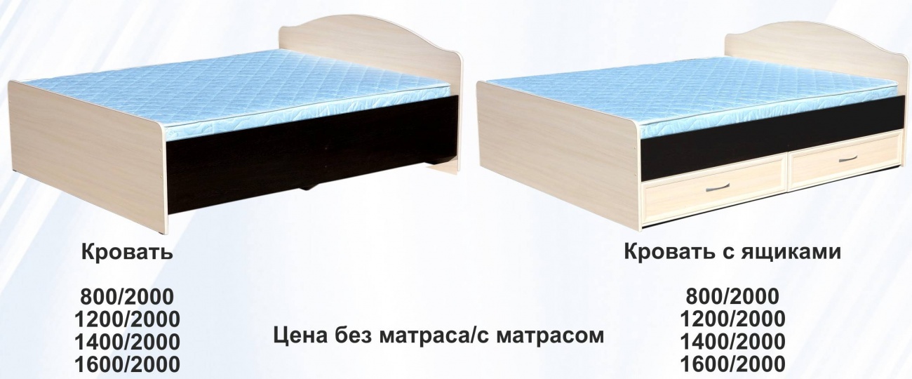 кровать 0,8 м (круглые спинки) с ящиками без матраса «Курс-Мебель»