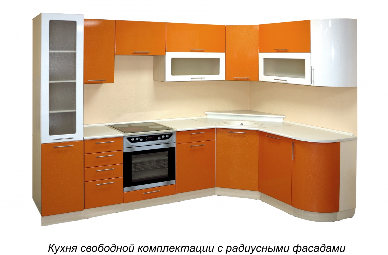 кухня мдф металлик с радиусным фасадом «Курс-Мебель»