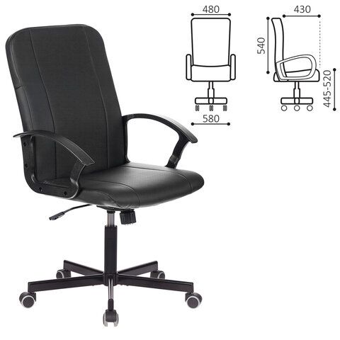 кресло офисное brabix "simple ex-521", компактная упаковка, экокожа, черное, 532103 «Курс-Мебель»