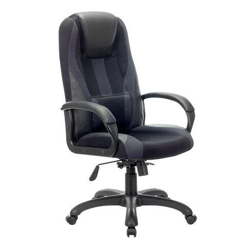 кресло компьютерное brabix premium "rapid gm-102", экокожа/ткань, черное/серое, 532105 «Курс-Мебель»