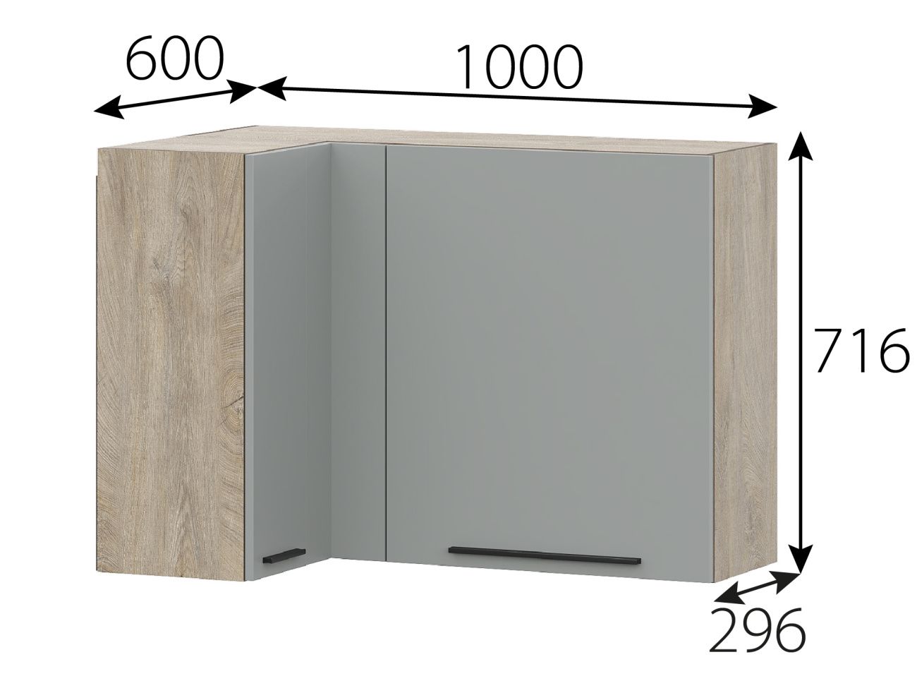 "этна" шкаф навесной угловой 1000 (10ув2) софт «Курс-Мебель»