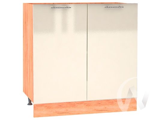 кухня "валерия-м": шкаф нижний 800, шн 800 новый (ваниль глянец/корпус венге) «Курс-Мебель»