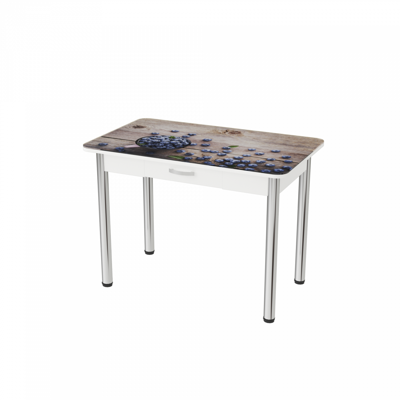 стол прямой с ящиком стеклянный черника «Курс-Мебель»
