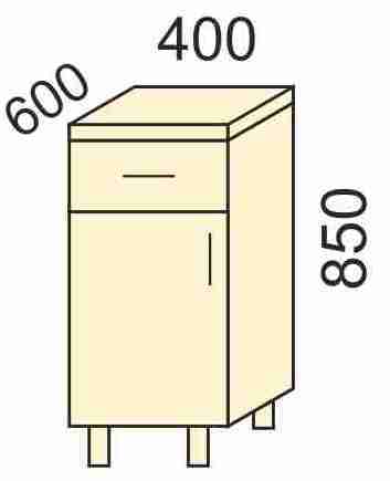 стол 1 ящик 1 дверь 400 мадена «Курс-Мебель»