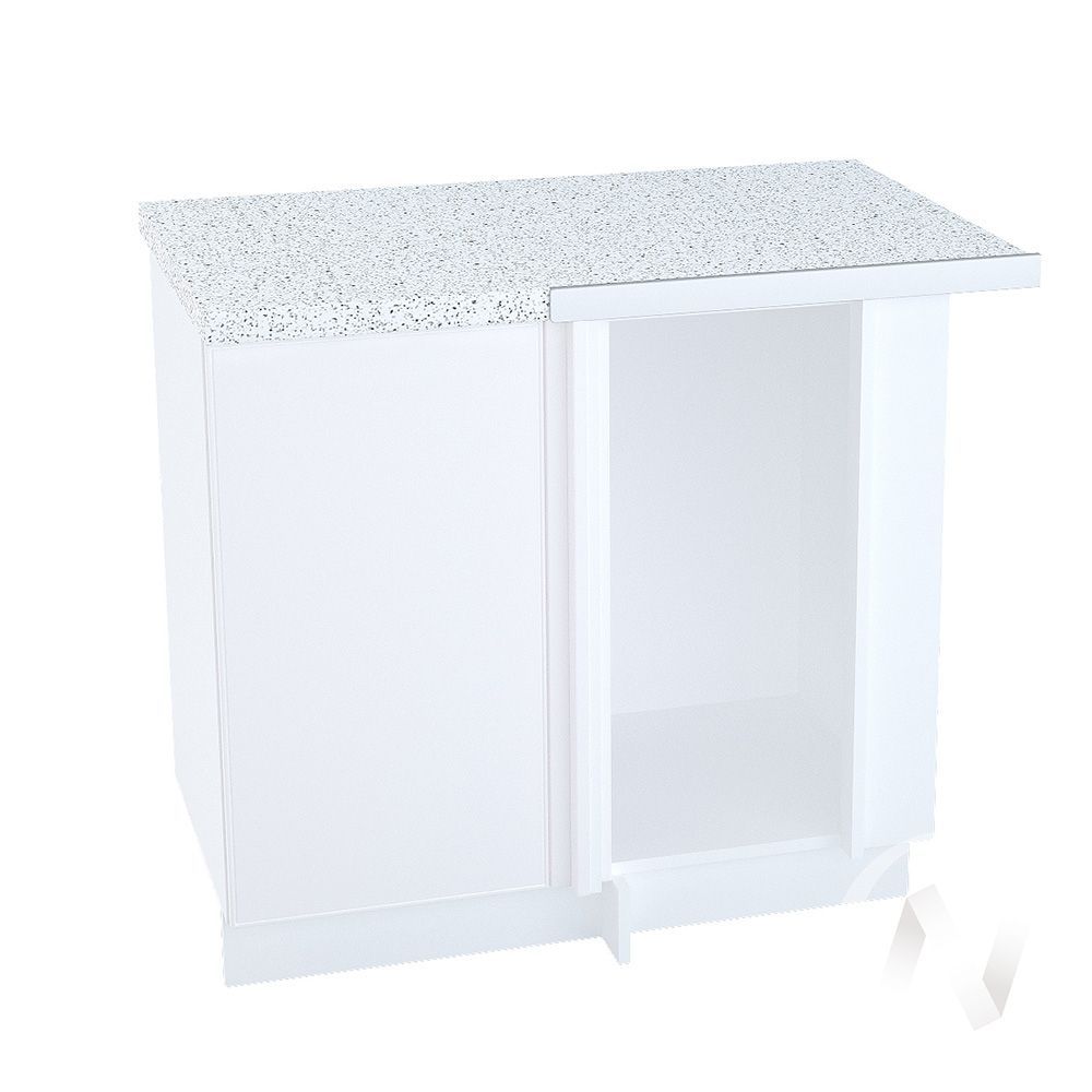 кухня "мемфис": шкаф нижний угловой 990м, шну 990м (атласный серый/корпус белый)  «Курс-Мебель»