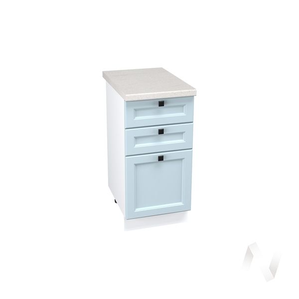 кухня "тулиппа": шкаф нижний с 3-мя ящиками 400, шн3я 400 (айленд силк/корпус белый) «Курс-Мебель»