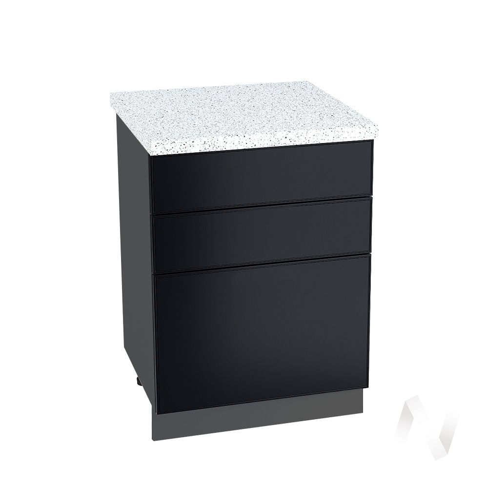 кухня "мемфис": шкаф нижний с 3-мя ящиками 600, шн3я 600 (японский шелк/корпус венге) «Курс-Мебель»