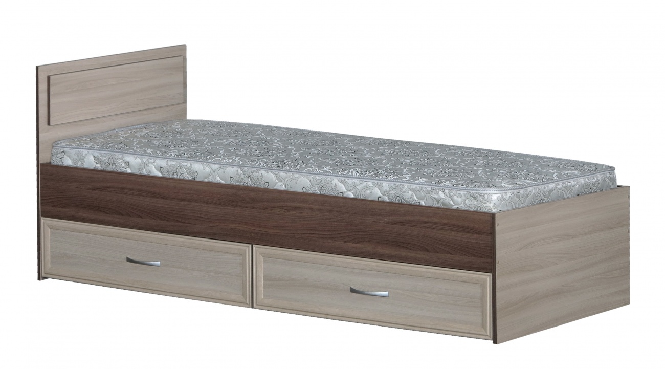 кровать 800-2 (прямые спинки) с ящиками, без матраса «Курс-Мебель»
